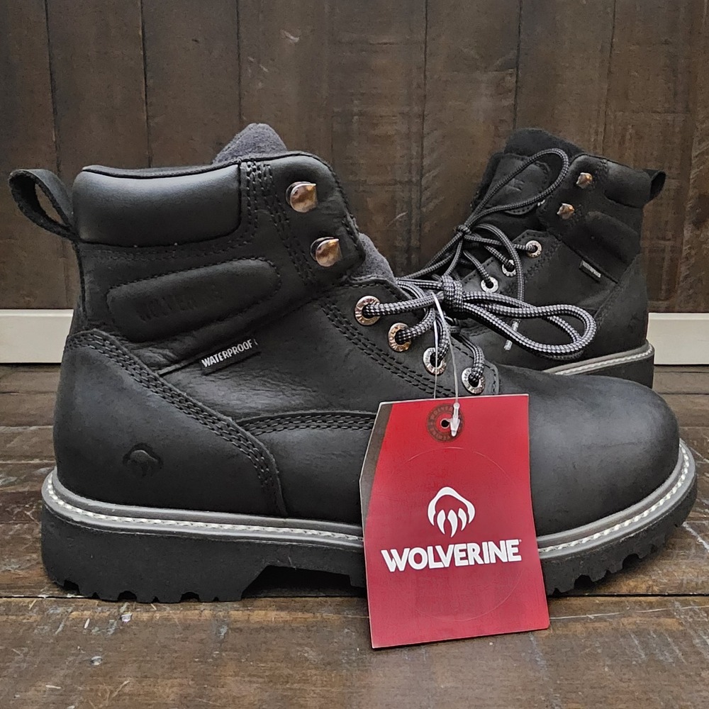 WOLVERINE W10691 Men's Floorhand WP Black Leather Work Boots Size 9M - Picture 6 of 11
